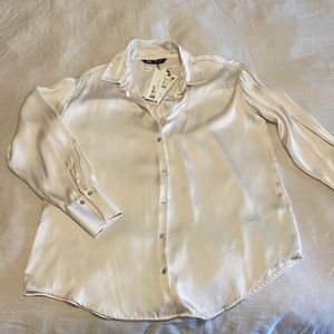 Zara- off white satin button down